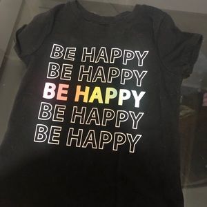 Girls black short sleeve be happy tshirt